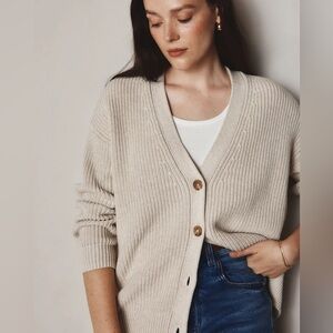 Quince 100% Organic Cotton Oversized Boyfriend Cardigan